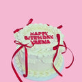 White with Red Ribbons Heart Cake