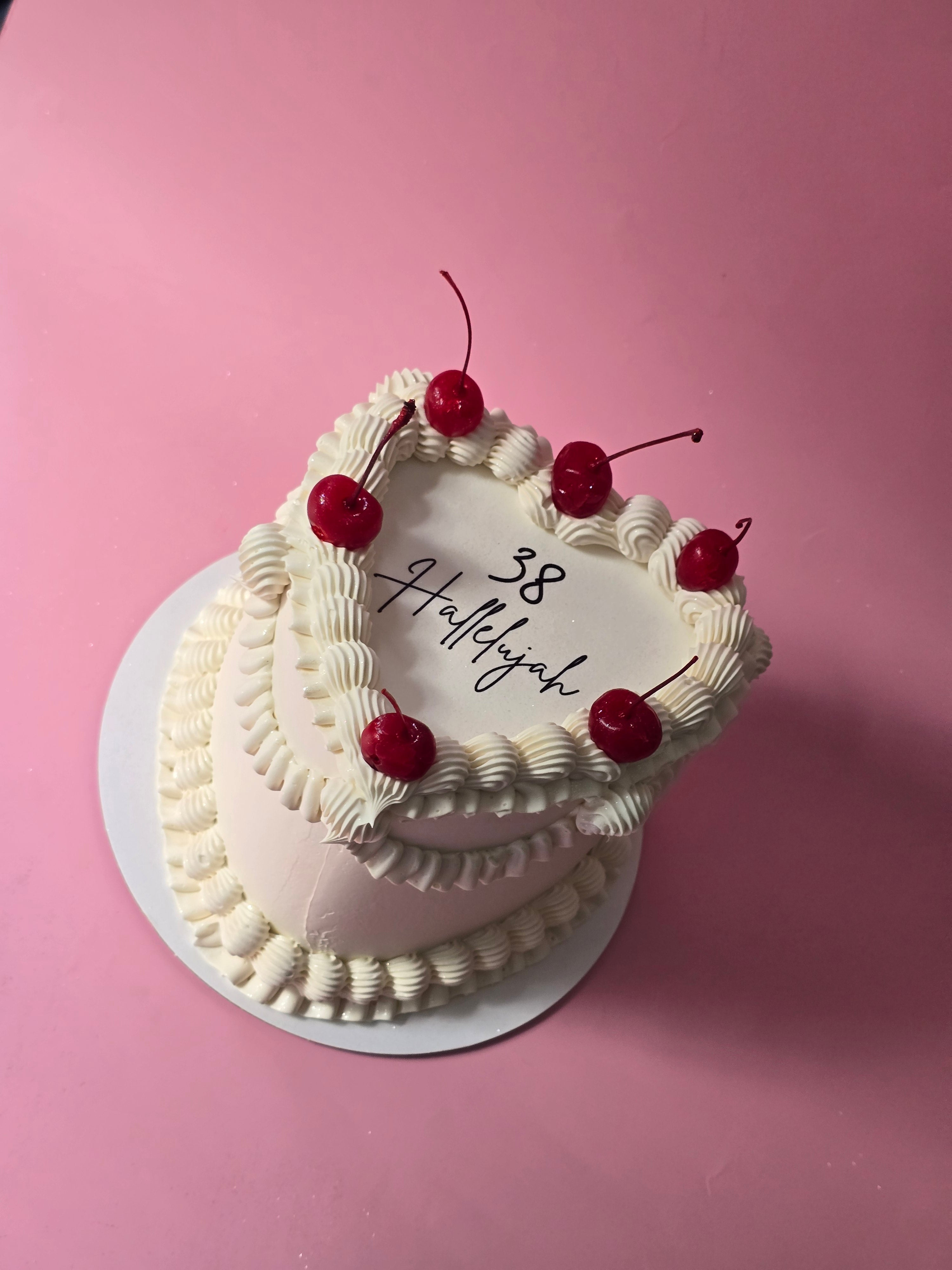 White cherry vintage cake