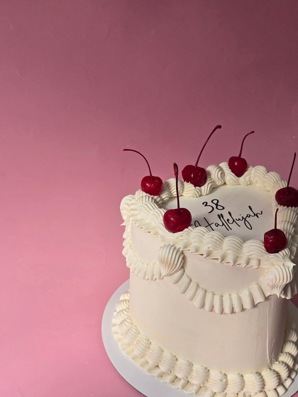 White cherry vintage cake